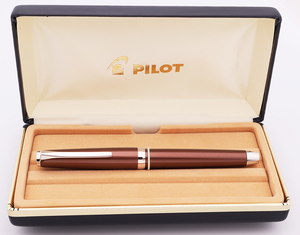 パイロット 万年筆 14k Falcon レア ヴィンテージ フォルカン Pilot Falcon Metal Fountain Pen (2009) - Brown w Silver Trim, C/C